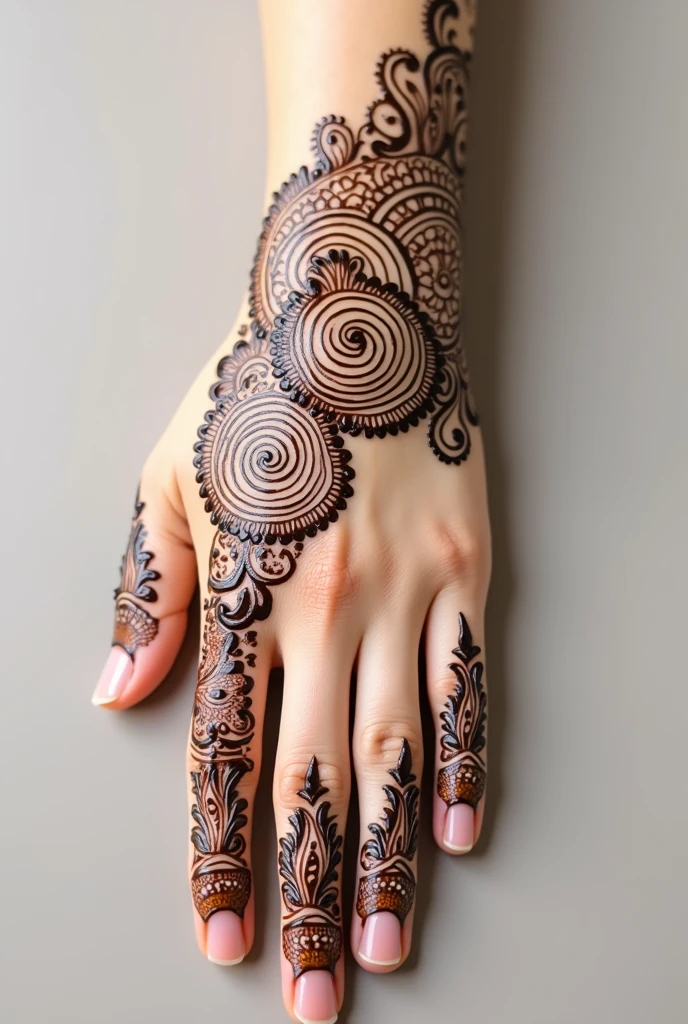generate more Gol Tikki mehndi design on hand