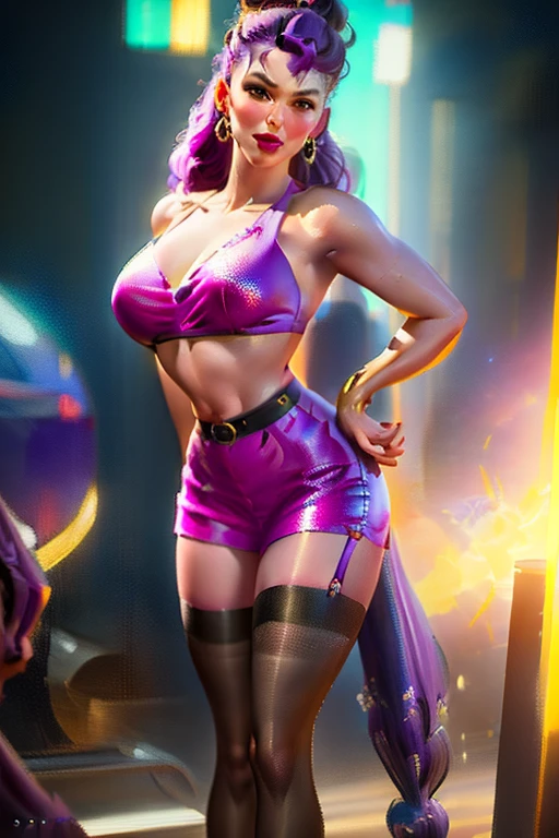Purple hair woman in purple lingerie posing for photo, cgsociety masterpiece, 3 d render character art 8 k, wlop glossy skin, Purple body, Pose, ArtStation Masterpiece, deviantart artstation cgscosiety, cgsociety inspired, smooth purple skin, ross tran 8 k, rendered in sfm, octane cgsociety, full body cgsociety