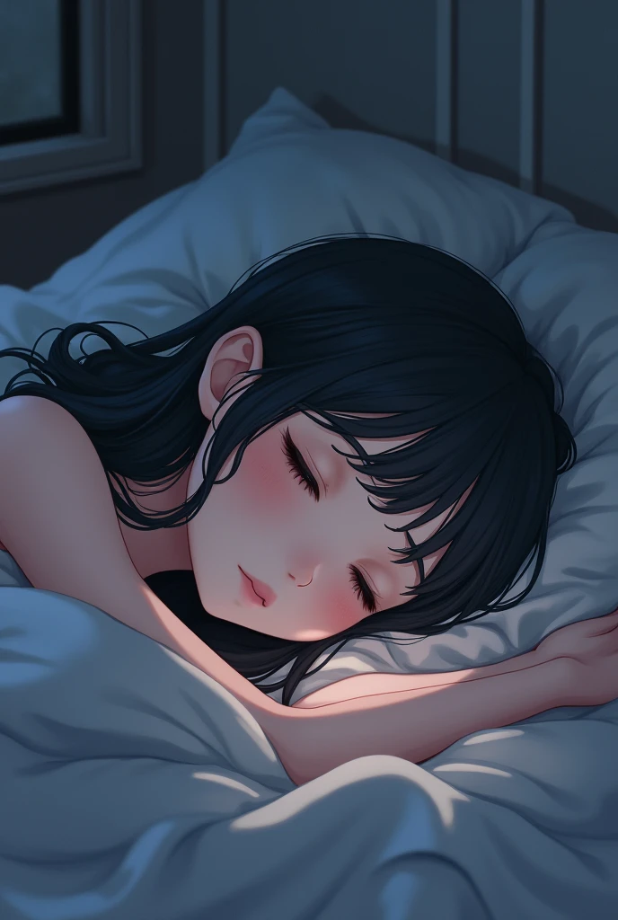 girl, sleep in, Introversion, Unsociable anime, black eyes