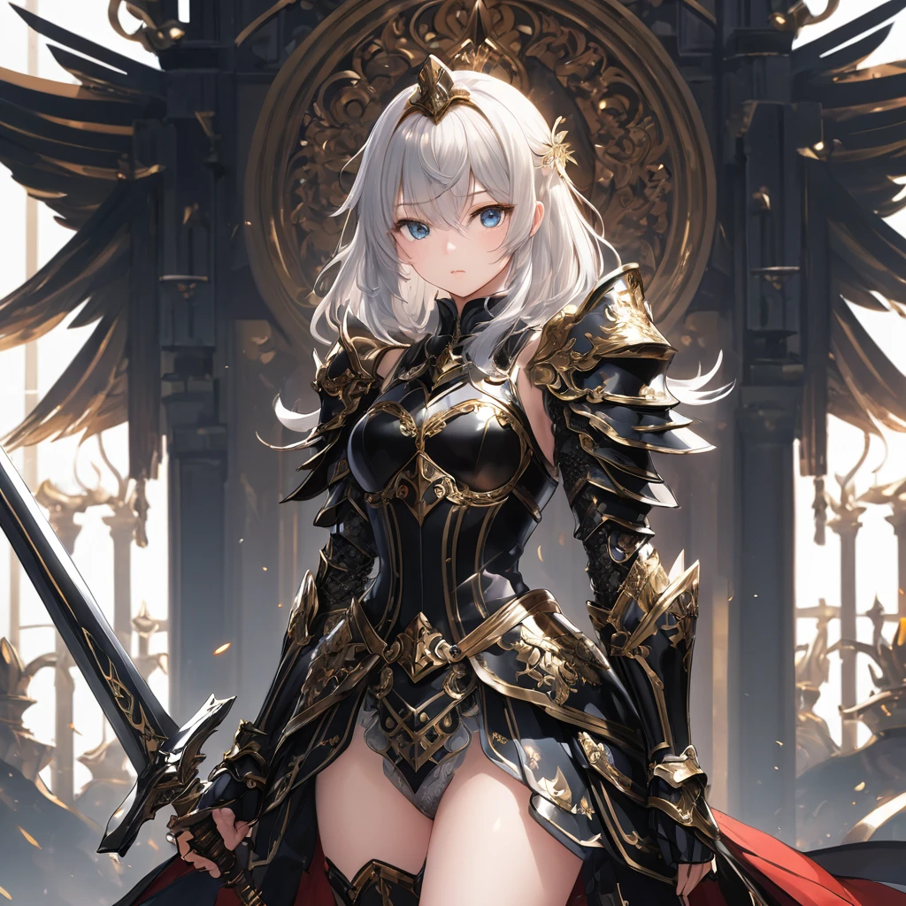One girl,alone,anime,whole body,, From feet to head、Classy girl,Armored,Holding a sword,anger,(embedded:Unaesthetic XLv13.Safety Tensor:1.2),(embedded:Negative XL_is.Safety Tensor:0.8),(masterpiece,Highest quality,Ultra_detailed,High resolution,Absurd:1),(masterpiece, Highest quality, Highest quality, beautifully、aesthetic),Ultra-detailed,Very delicate and beautiful,beautiful detailed face,澄んis顔,Best illustrations,extremely detailed eyes and face,wonderful,detailed and intricate,Best image quality, beautifully繊細な背景,beautiful detailed, Black armor