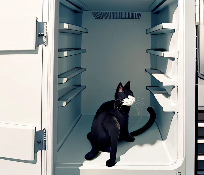 cat in fridge