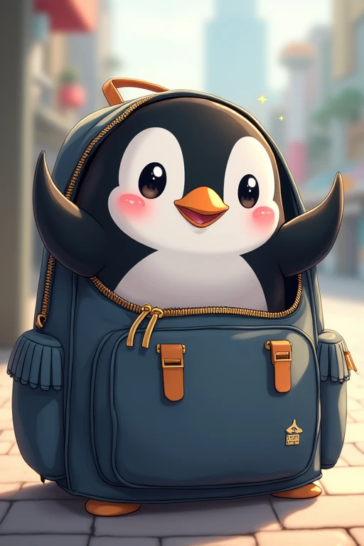 Make an anime style penguin from a backpack