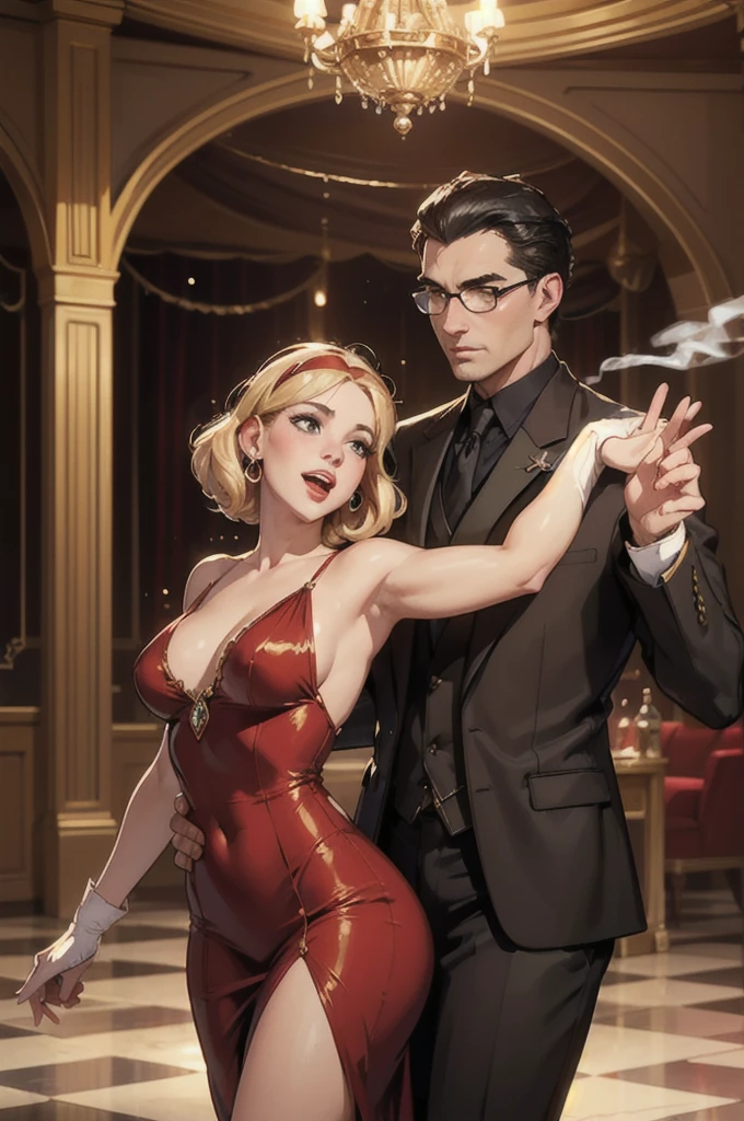 annette_war, ,Annette (Fire Emblem), 1girl,red sheer see-through tight-fitting plunging deep-v provocative cocktail dress,white elbow gloves,singing,classic microphone,1920s night club,art deco interior,vibrant atmosphere,smoke-filled room,dimmed lights,sparkling chandeliers,dancing couples,arched doorways,velvet curtains,jazz music,floral arrangements,checkered dance floor,overflowing champagne glasses,vintage bar counter,high-back chairs,feathered headbands,glamorous decor,gleaming polished floors,energetic crowd,exquisite stage backdrop,bar counter with gleaming crystal glasses,dapper gentlemen,elegant ladies in fringed dresses,whispered conversations,laughter and applause,soothing jazz melodies,swinging jazz band,enthusiastic applause,teasingly slow tempo,exquisite vocal talent,resonating melodic voice,charming charisma,breathtaking evening gown,mesmerizing performance,raucous cheers and claps,melodies floating in the air,bubbly laughter,lively ambiance,moments frozen in time,vintage charm,boundless elegance,(best quality,4k,8k,highres,masterpiece:1.2),ultra-detailed,(realistic,photorealistic,photo-realistic:1.37),portraits,art deco color scheme,soft warm lighting,vibrant reds and golds,subtle shadows and highlights,joyful atmosphere