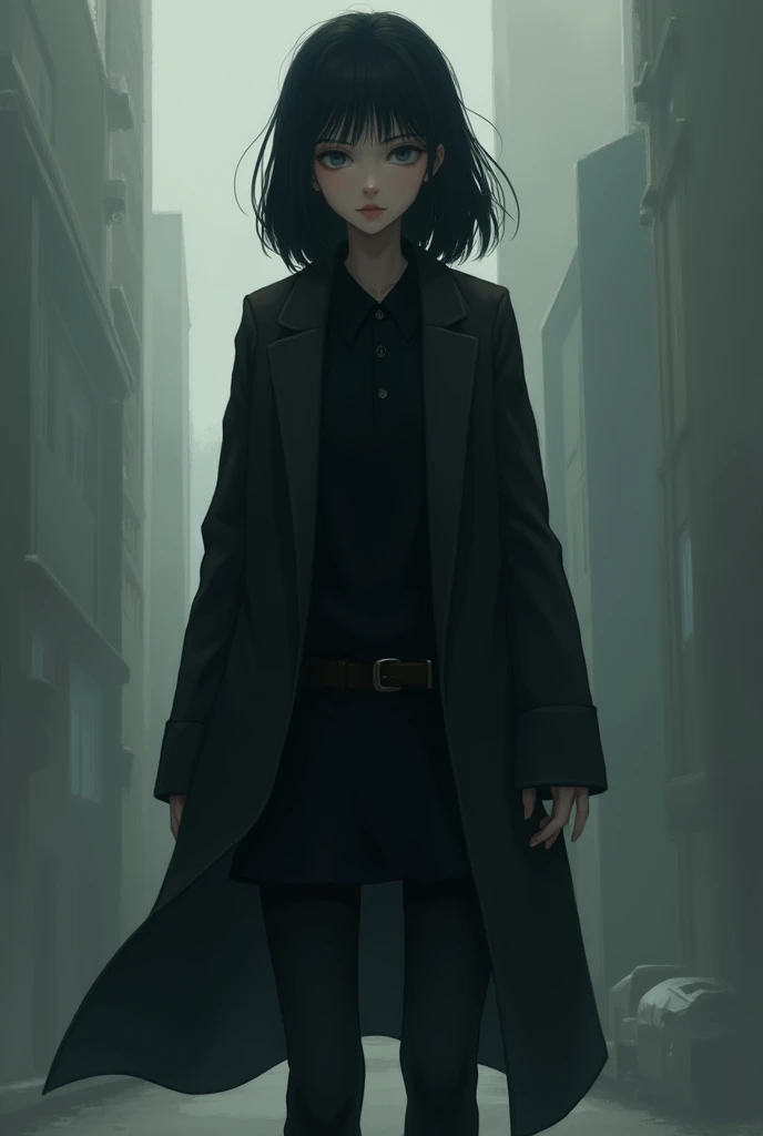 A girl with short hair and expressionless black coat who has the ability to see through things.