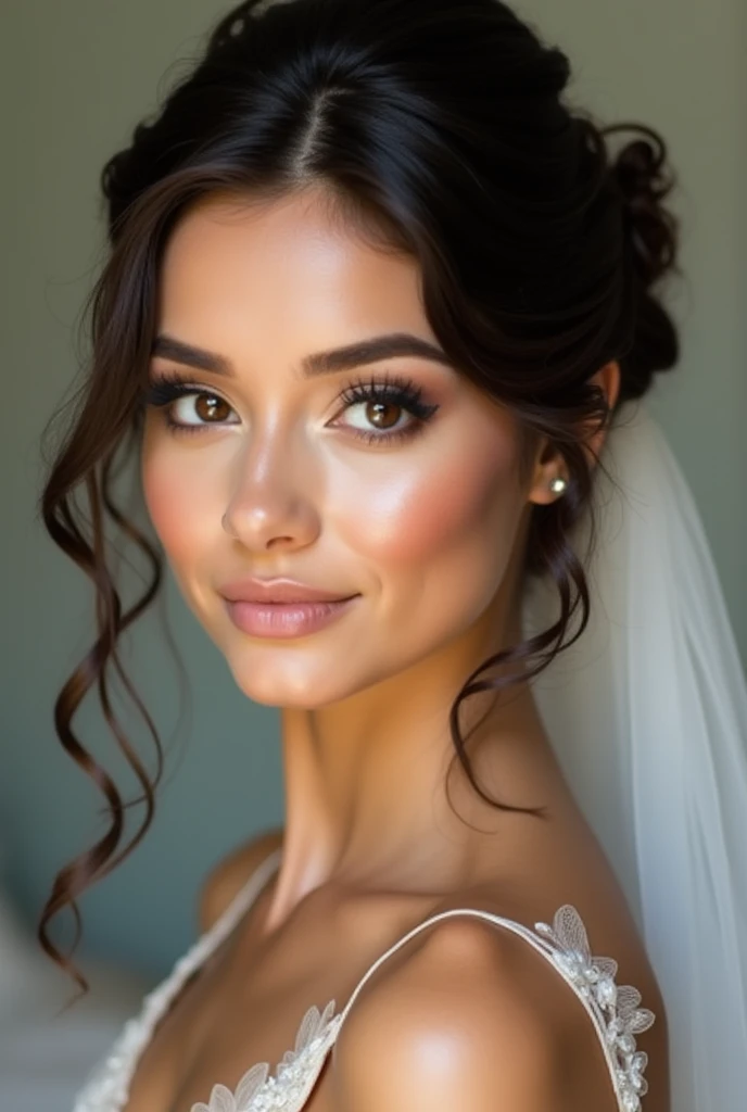 Wedding hair style face dark brown
women