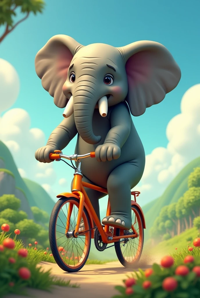 An elephant riding a cycle, animation