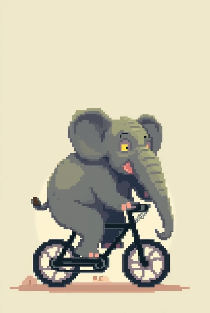 An elephant riding a cycle, pixel art