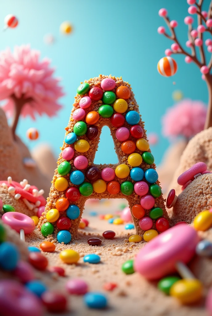 letter a , candies , fullcolor , mm's, em paisagem de candies