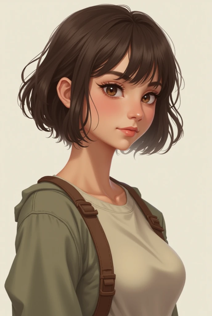Nethmini: Hair: Short and brown, styled simply for practicality. Eyes: Brown, observant and thoughtful. Build: Slightly below average height for her age, with a slender frame. Attire: Often in practical clothing suitable for her activities, like comfortable dresses or pants and a top, along with sturdy shoes.