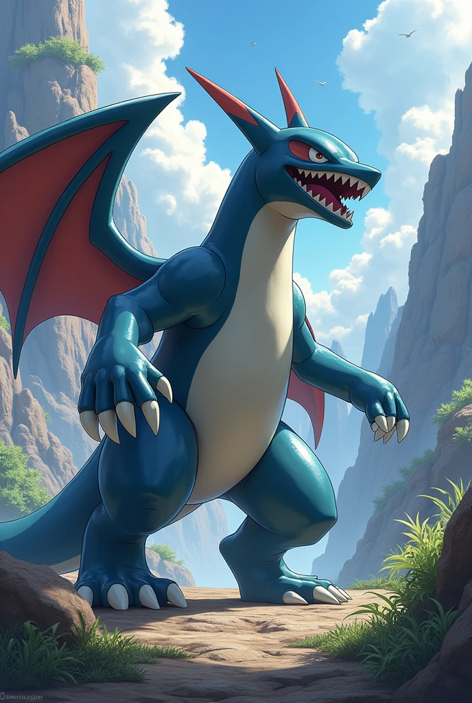 (work of art), best qualityer, high resolution, highy detailed, detailed back ground, perfect lighting, 1 Pokémon gachomp facing right