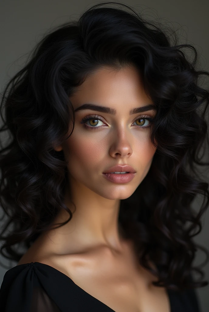 high quality, 4k Ultra HD, A beautiful woman curly hair black