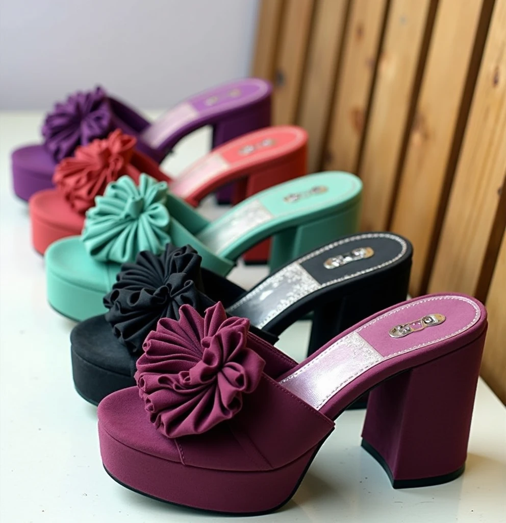 Create an image of a model wearing a short lilac dress with this shoes