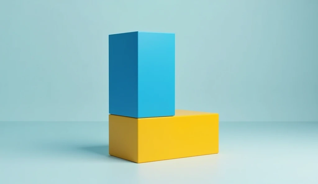 Create the Rectangle 3d Shape with blue and yellow color height is 200