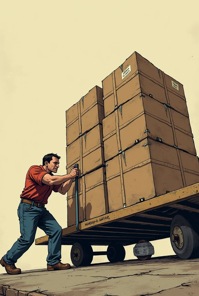Someone pulling a platform full of boxes