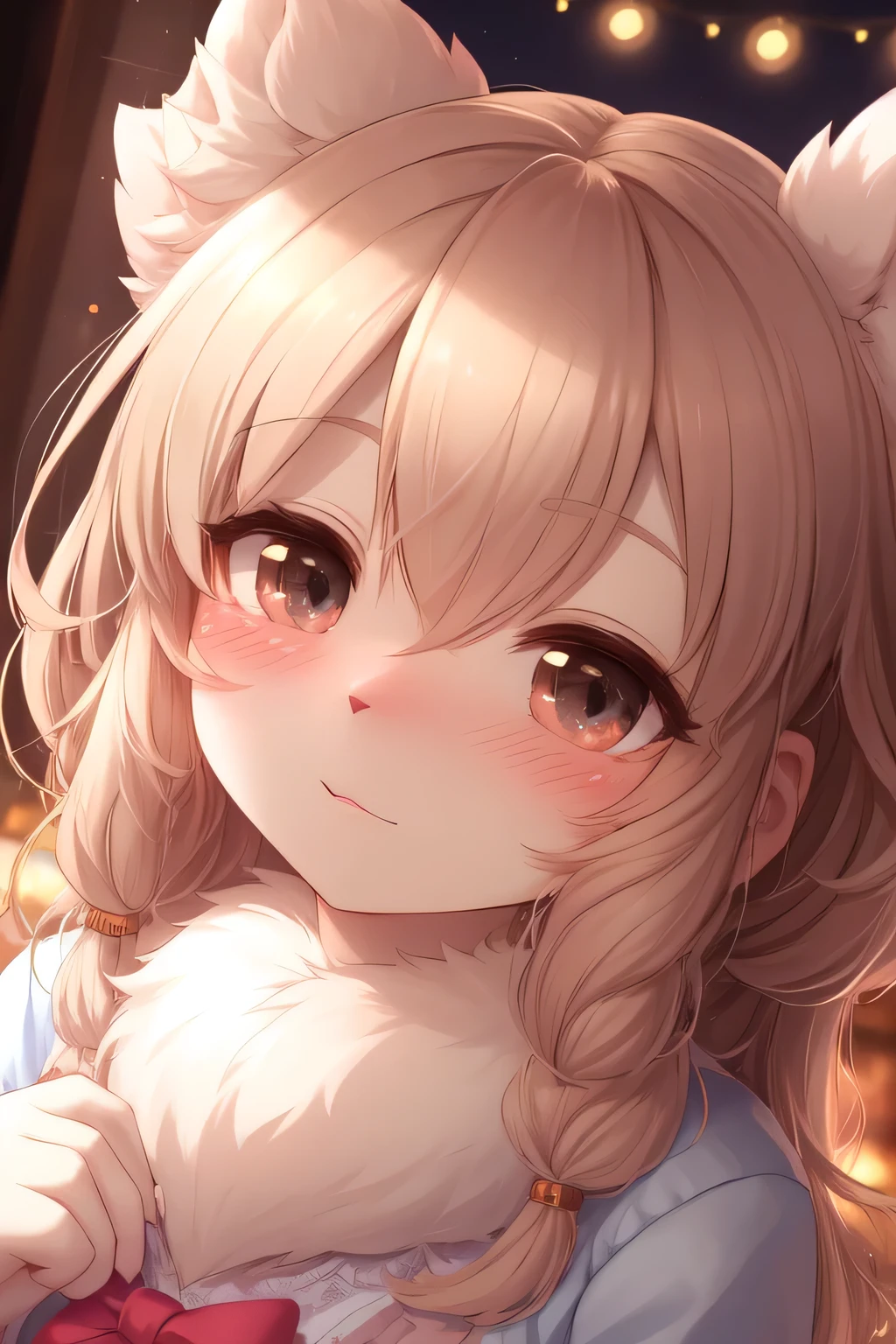 (fluffy:1.2), Focus on the face, blush, Beautiful lights and shadows