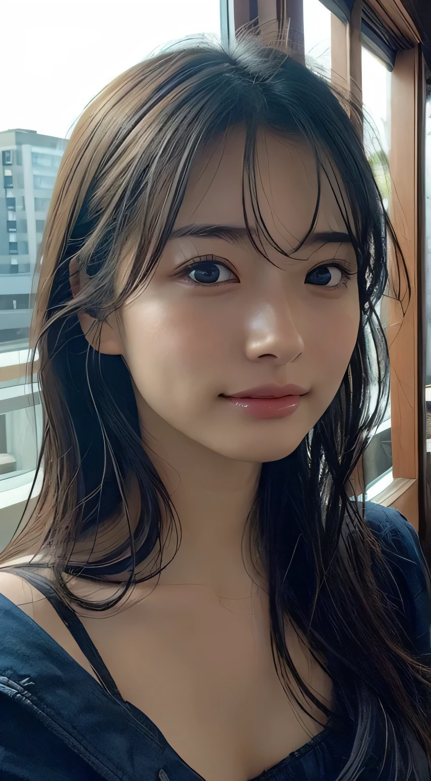 A-cup body shape、flat breast、Pretty women:1.3、A-cup、very slender body:2.8、(Medium Hair)、(((Super small breasts)))、very flat chest:1.8、very slender body、Slender Abs、areola is visible、(The color of the areola is black:1.8)(Slouched:1.4)sideways Facing、(Photorealsitic:1.4)、(hyper realisitic:1.4)、(realisitic:1.3)、(Smooth lighting:1.05)、(Improved lighting quality in movies:0.9)、40k、1girl in、(40 year old girl)、Realistic lighting、Back lighting、Facial light、raytrace、(brightened light:1.2)、(enhanced quality:1.4)、(Top quality real texture skins:1.4)、finely eye、finerly detailed face、Fine quality eye、(Tired, sleepy and satisfied:0.0)、 body closeup、(enhance body line mood:1.1)、(Increase the beauty of skin texture:1.1)、smile、ピンクのゆったりとしたタンクトップ、チノパン、casual、The hotel rooftop is in the background