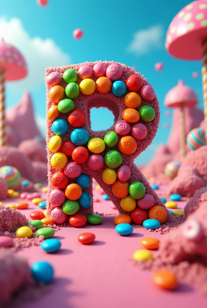 Lyric image "R" , candies , fullcolor , mm's , em paisagem de candies