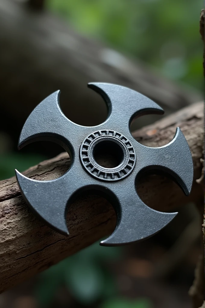 Generate picture of different kinds of black-silver colored shurikens. Natural Background