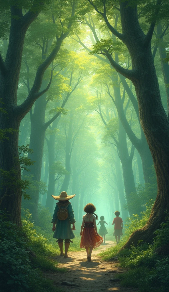 In a serene, ancient forest untouched by time, three unlikely companions—a curious young girl, a wise old forest guardian, and a mischievous spirit of the wind—embark on a quest to restore balance to their world. As they traverse enchanted glades, mystical rivers, and hidden groves, they encounter magical creatures and unravel the secrets of nature's deep harmony. Their journey challenges their understanding of the world and themselves, revealing the profound connection between all living things.