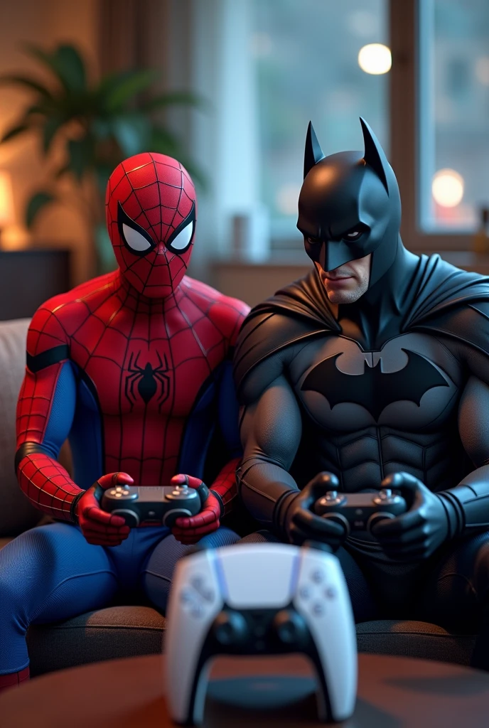 Spider man and batman are playing ps5 