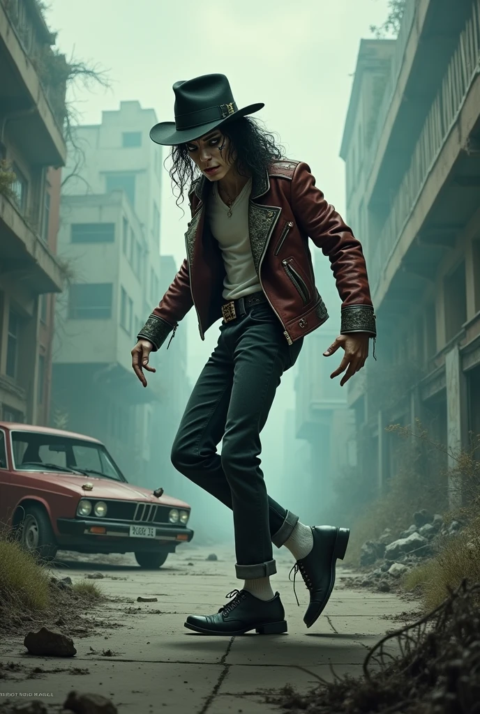 Caricatura do cantor pop Michael Jackson, Dancing, walking dead, Gloomy scenario