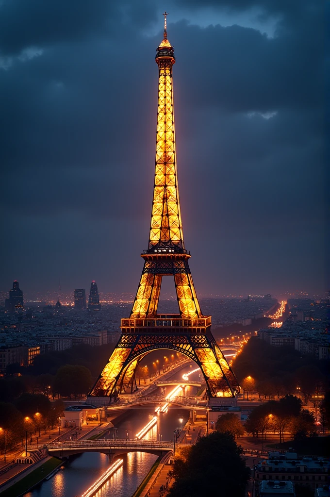 Fais-moi des images de la tour Eiffel Paris la nuit
