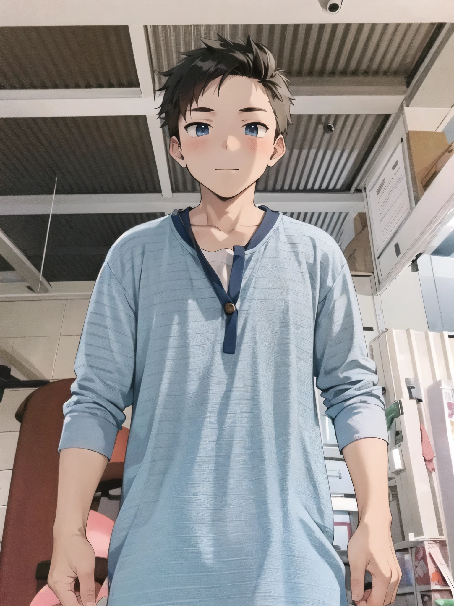 Anime boy cool cute skin white pose foward face shark