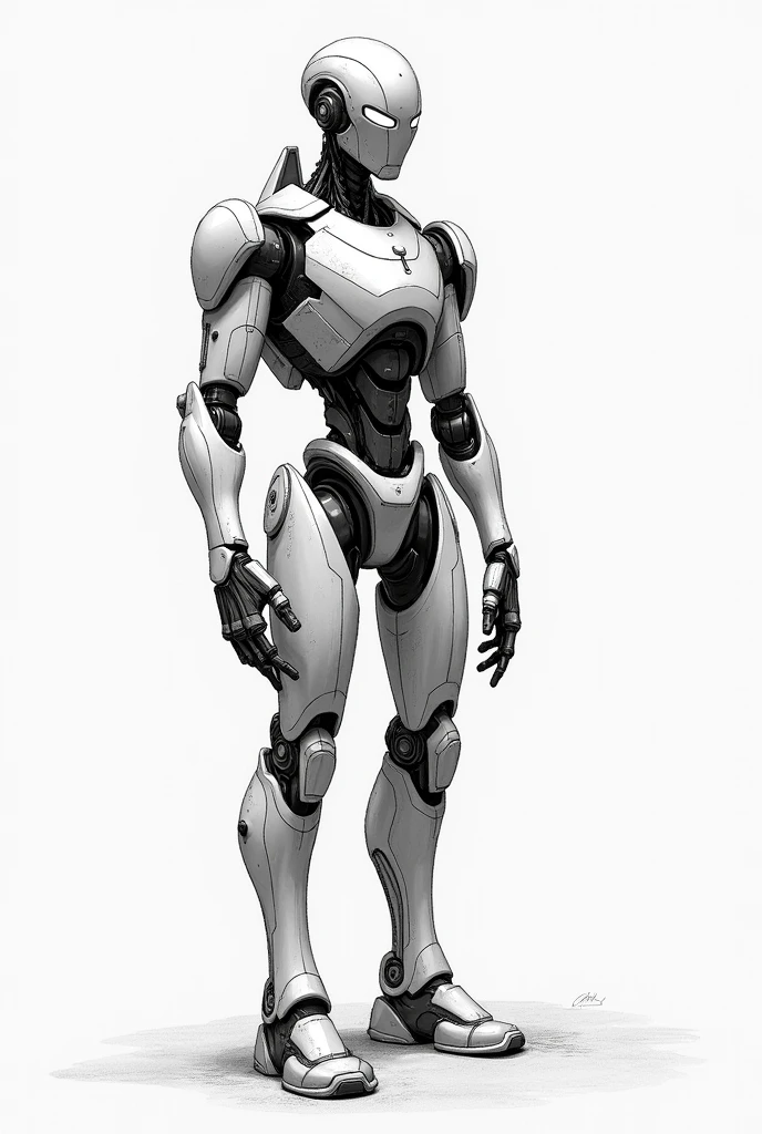 Can you make me a pencil sketch of a humanoid robot? 