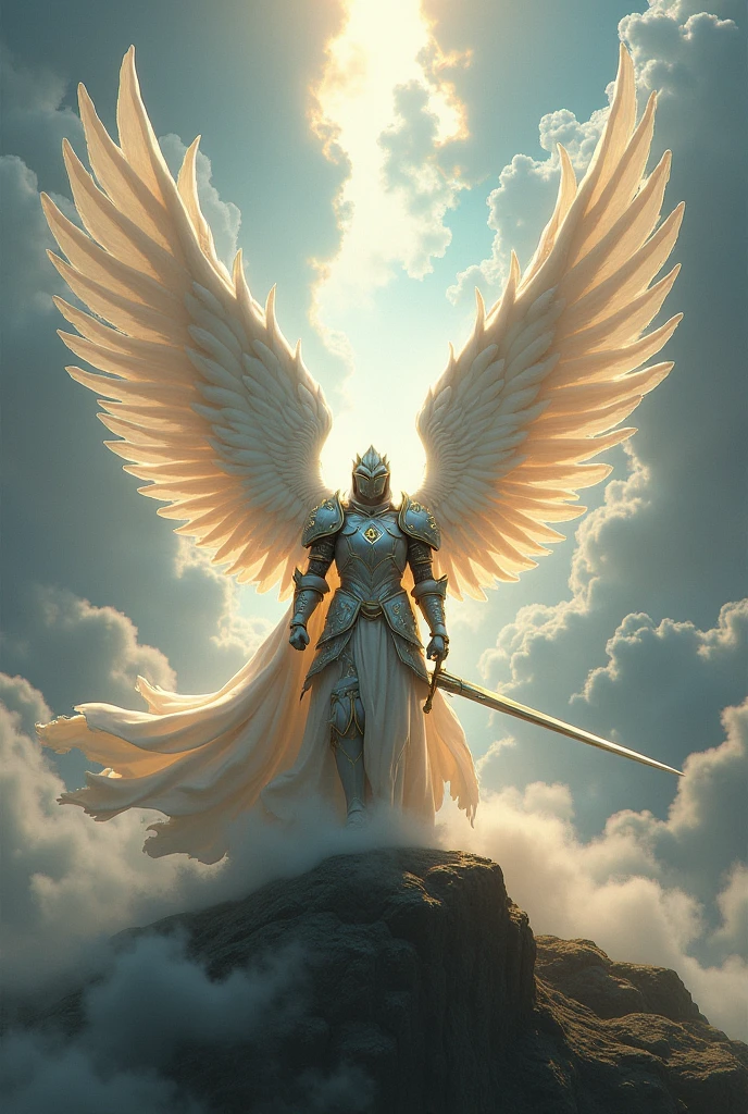 Knight with wings and white sword 