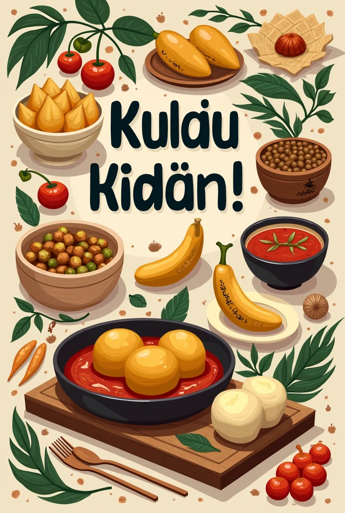 make a poster about the local food of sweet potato with its explanation using simple Indonesian language