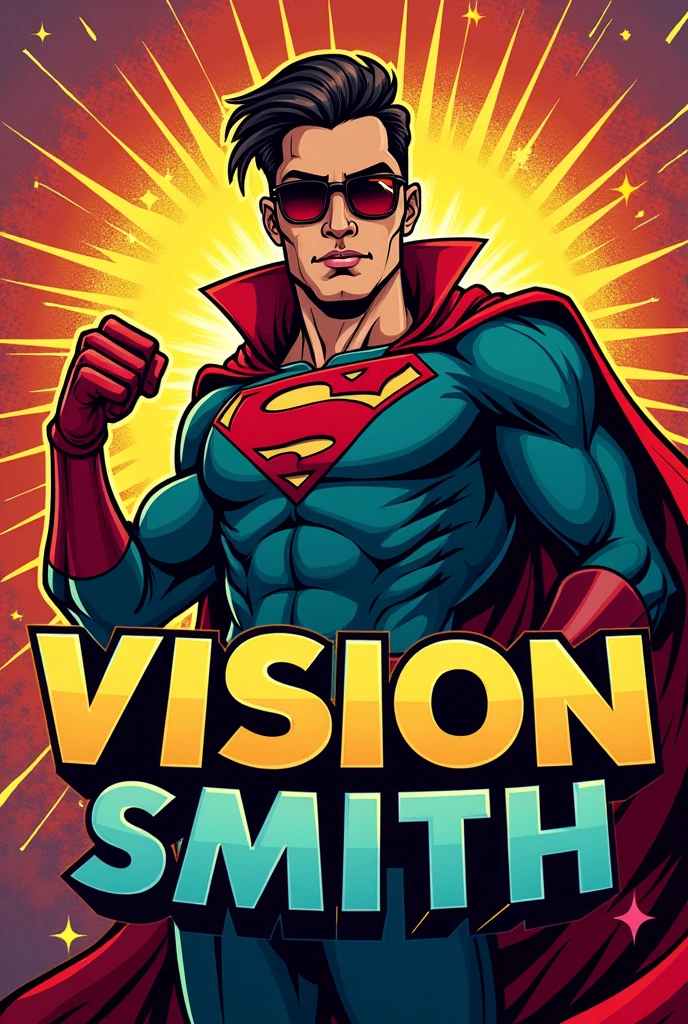 make a comic book style logo for a edits channel on YouTube named vision smith