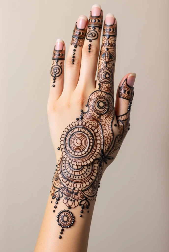 generate more Gol Tikki mehndi design on hand