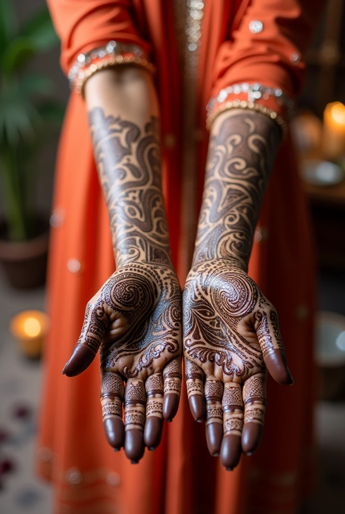 generate more Karwa Chauth Special mehndi design on hand