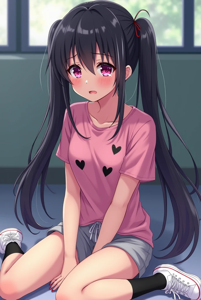 Beautiful girl. Anime Skunk girl. She blushes and cries being in love with cute girl like you and she wanna tell you She is a futa and you said you love her no matter what. High  teenager. She has long black hair with streaks of white in it and have pigtails and fuchsia eyes. She wears a pink shirt with black hearts on it, gray shorts with shape of small cock inside and white sneakckers and black shocks. She blushes and cries being in love with cute girl like you and she wanna tell you She is a futa and you said you love her no matter what. 