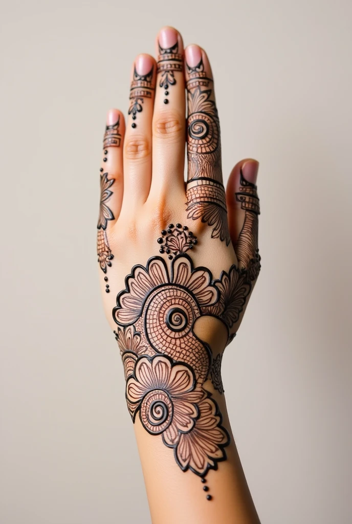 generate more Gol Tikki mehndi design on hand