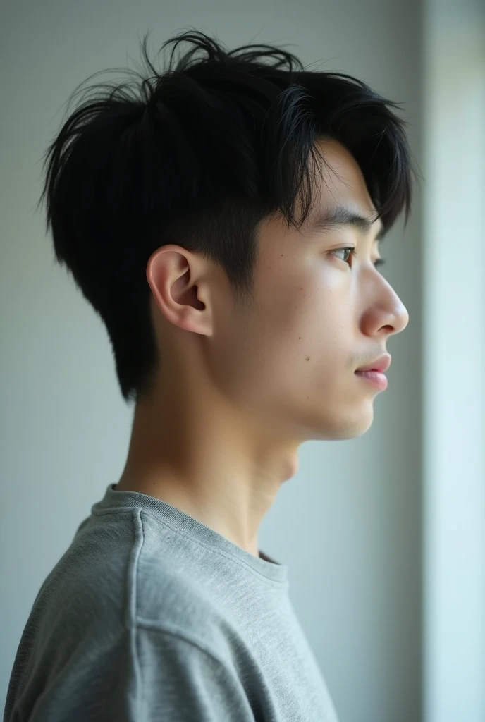 sense of cleanliness Early 20s male Center Part profile Black Hair