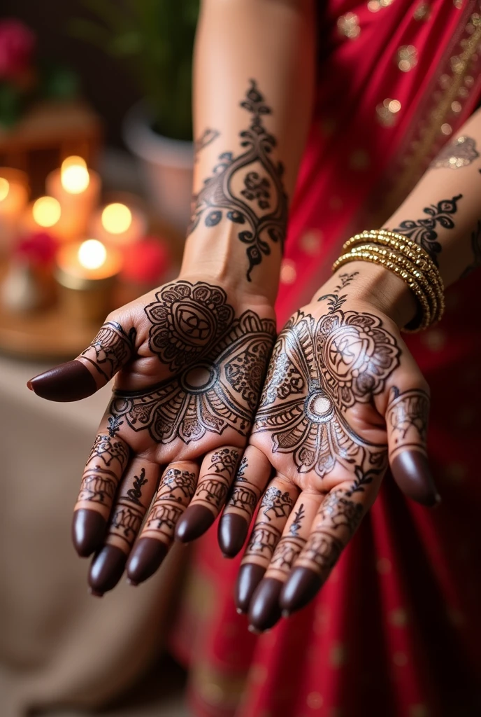 generate more Karwa Chauth Special mehndi design on hand