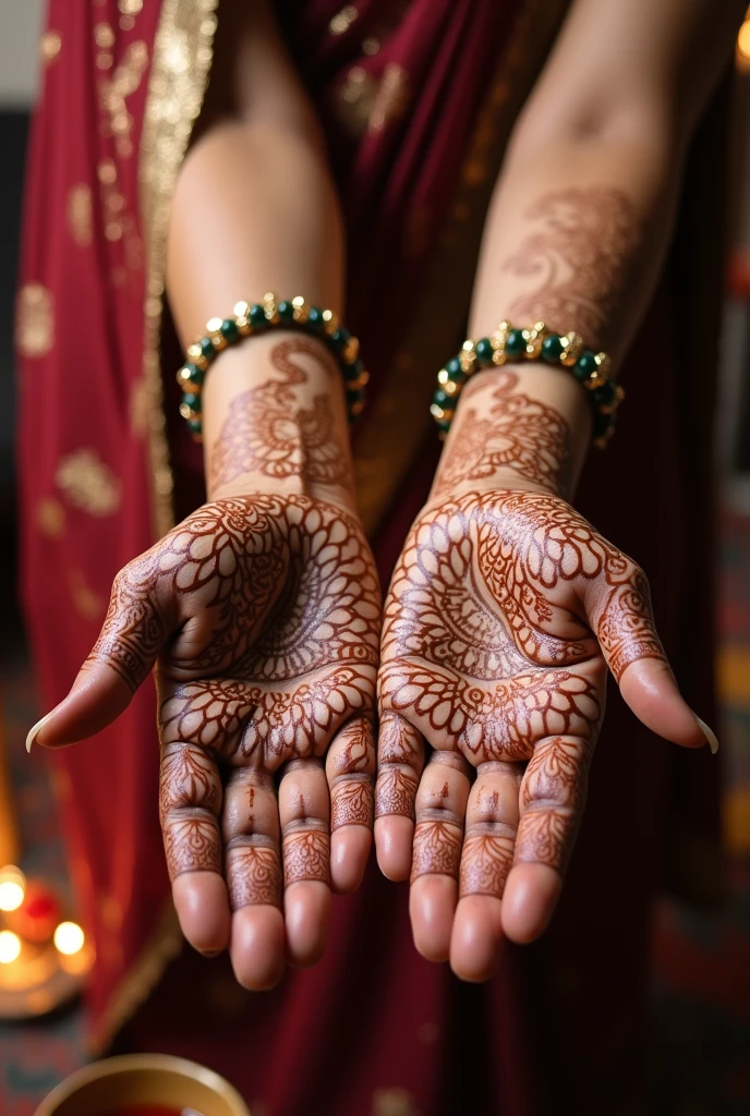 generate more Karwa Chauth Special mehndi design on hand