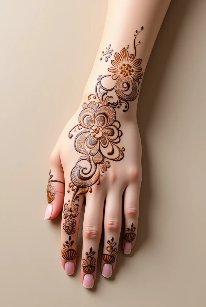 generate Traditional mehndi design on hand