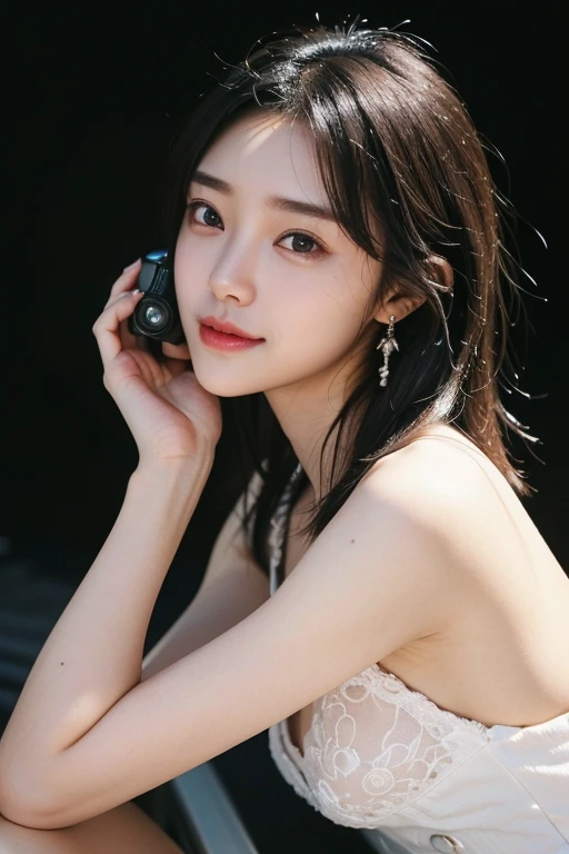 (2 Japanese girl,), (Small breasts:1.5,),(solo,Textured skin, Detailed skin,Detailed face,Detailed eyes,detailed posing,Natural eyebrows,Perfect limbs,High detail, Highest quality, Super detailed, Surrealism, ,8k,RAW Photos,Photographicism,Professional Lighting,Portrait Photography,),((Black Hair, Dark Eyes,Natural Makeup,Simple earrings,Medium Hair,happiness/joy)),(((Camera Girl,Taking a photo,Female photographer,I have a single-lens reflex camera)))