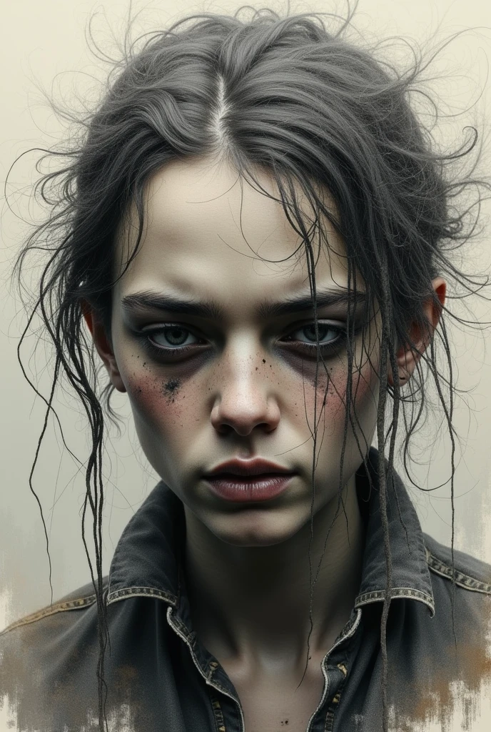 Face , pollution hair drawing 