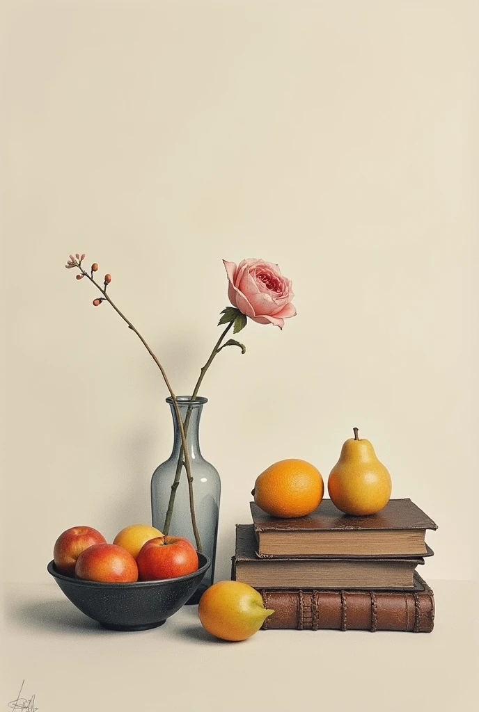 Simple Still Life - Drawing basic objects like a fruit bowl, a single flower in a vase, or a few books stacked together. These subjects are straightforward and allow you to practice shapes and shading.