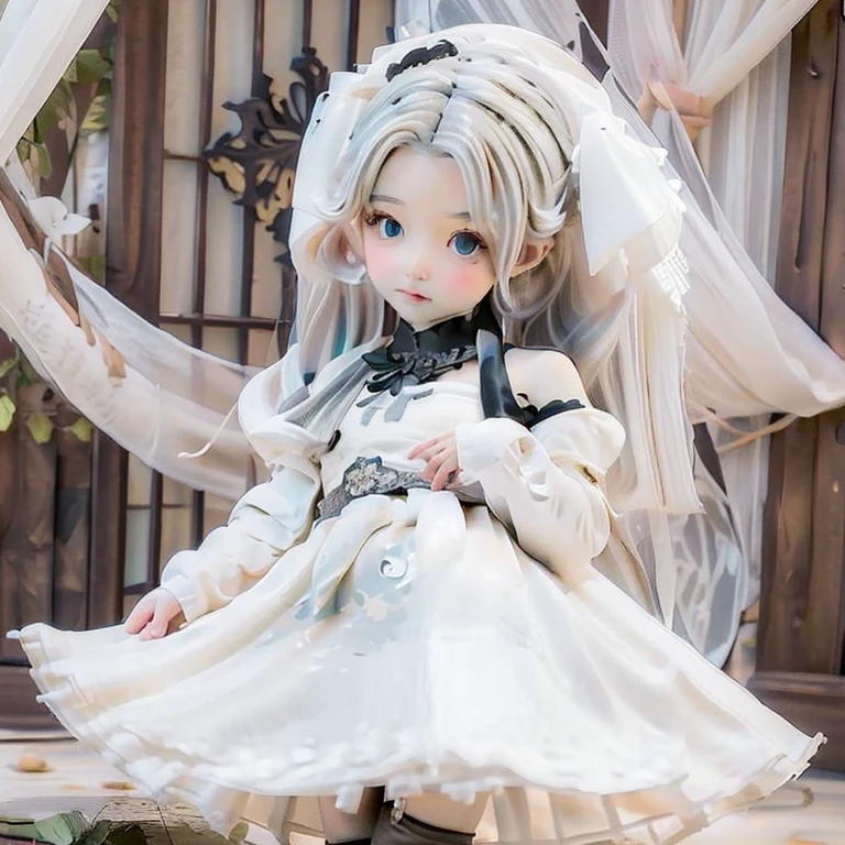 detailed face, cute face, ((masterpiece)), (Highest quality))), (Character design sheet, National costume, same characters, front, ~ side, return), figure, 1 girl, whole body, Silver Hair, eyes hair, Beautiful Eyes, Princess Cut, Environmental change scene, Short skirt, Shyness, woman, girl, Are standing, Gothic ta, VTuber, Chartern Betarola, (simple returnground, white returnground: 1.3) ( masterpiece:1.2), (Highest quality:1.3)