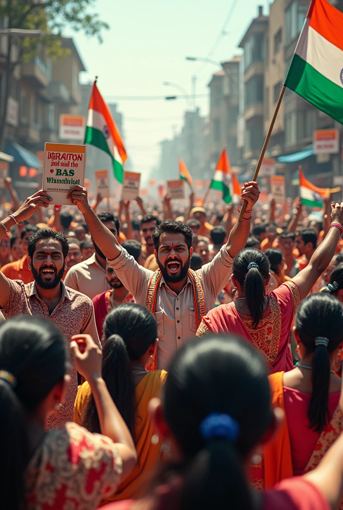 Protest against violence on doctors and students showing 'we want justice" and agitation against dictatorship and give it an Indian look.