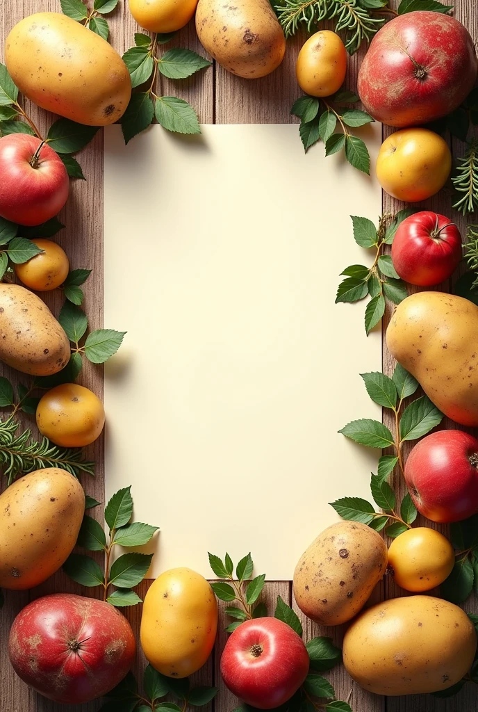 make a poster about local food potatoes the middle of the poster is blank