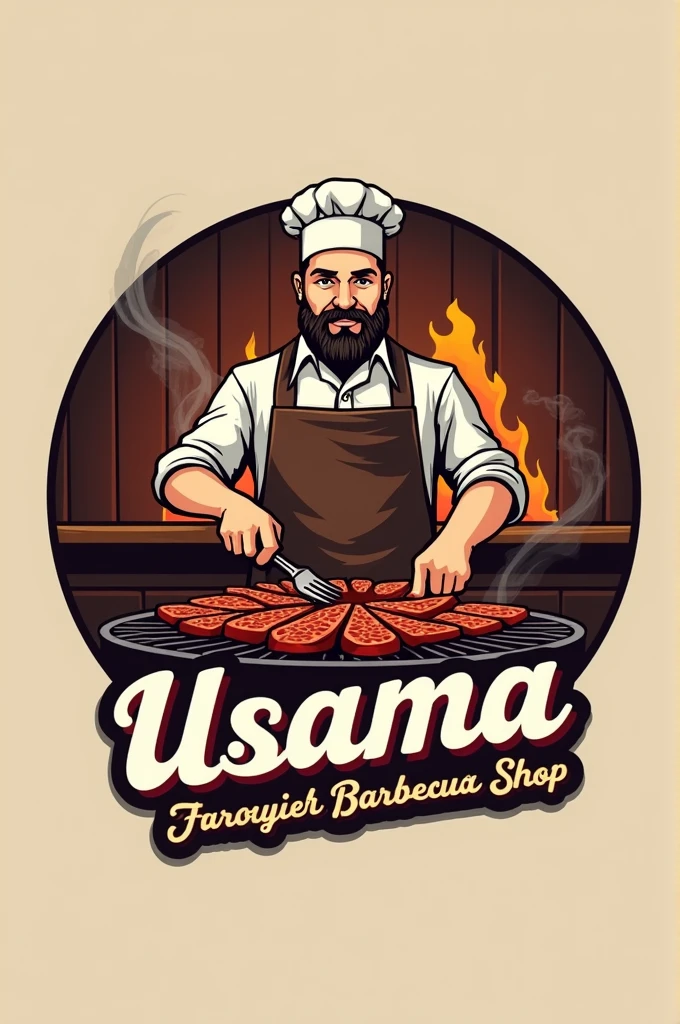 A logo for my bar B Q shop name Usama