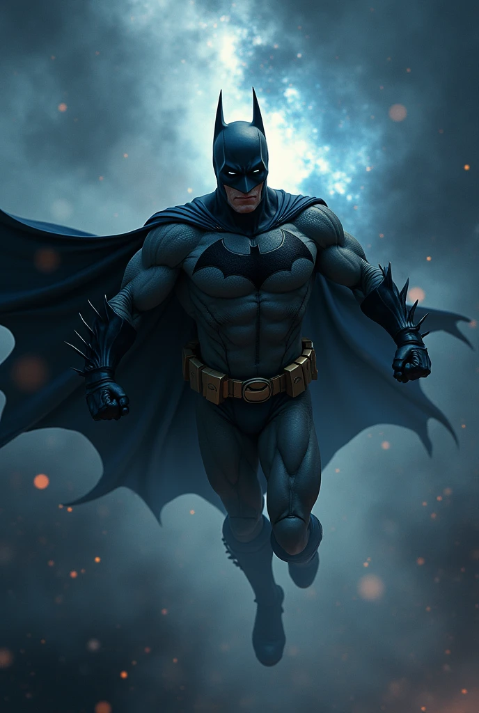 Handsome hunky Batman Flying in Cosmic Space