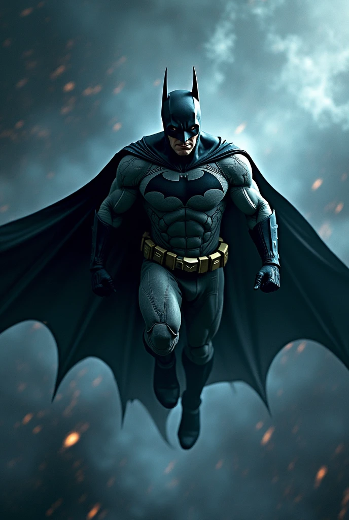 Handsome hunky Batman Flying in Cosmic Space
