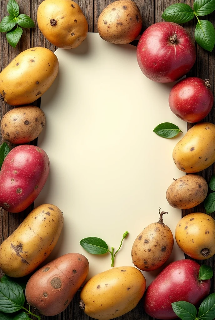 make a poster about local food potatoes the middle of the poster is blank