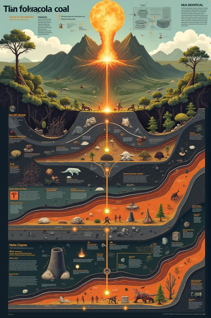 make a digram highlighting how make coal from the remains of dead plants and animals
